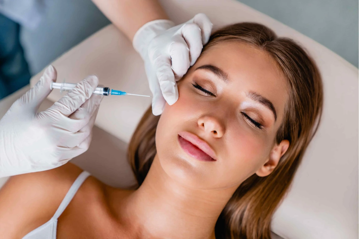 A female patient getting cosmetic Dysport injections in in Laguna Hills, CA from a practitioner
